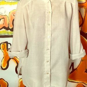 Greyson green weaved button down blouse.